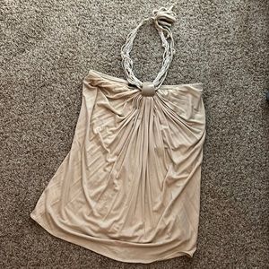 Cream top with bead  detail halter top